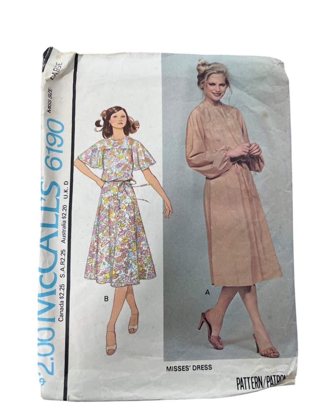 Vintage 70s McCalls 6190 Sewing Pattern Large Misses Dress Retro Dressmaking CUT